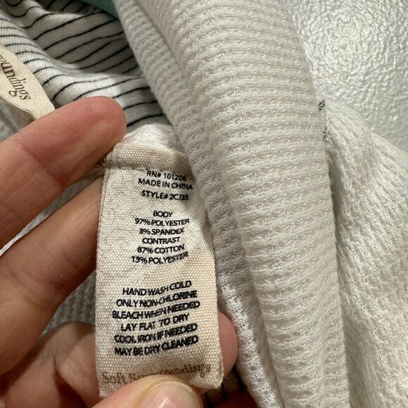 Soft Surroundings Cardigan Sweater Open Front Raw Hem Lagenlook Women sz L White - Picture 4 of 7